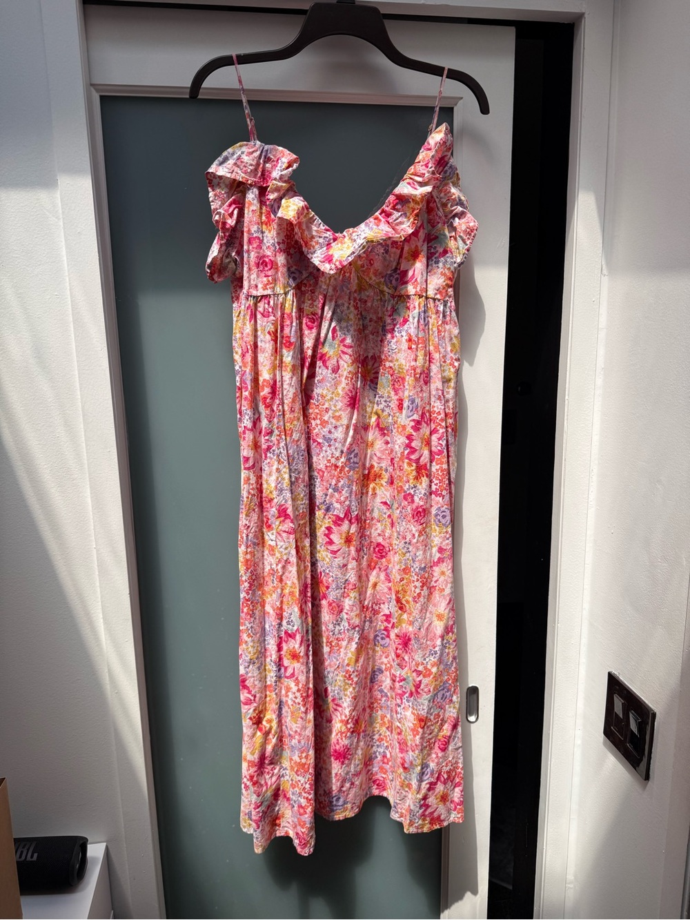 Women's floral jacket - likely lightweight jean-style or utility